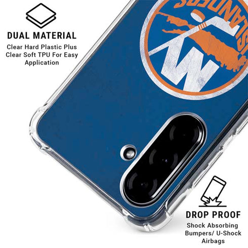 NHL New York Islanders Distressed Galaxy A36 5G Clear Case
