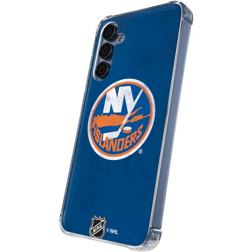 NHL New York Islanders Distressed Galaxy A55 5G Clear Case