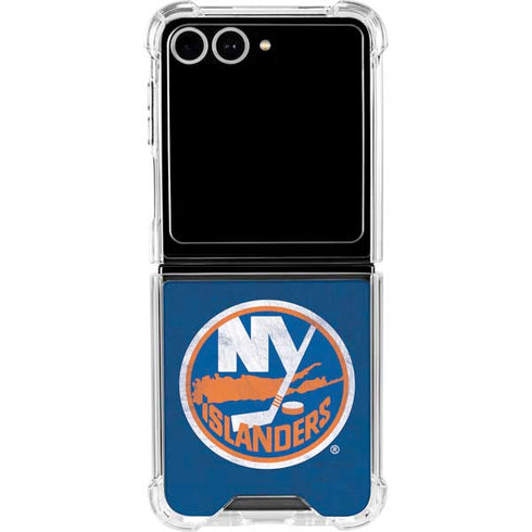 NHL New York Islanders Distressed Galaxy Z Flip7 Clear Case