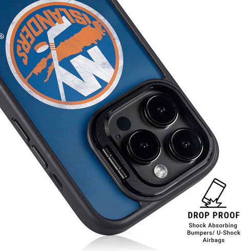 NHL New York Islanders Distressed iPhone 14 Pro Max Kickstand Case