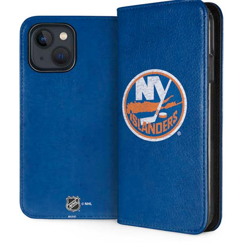 NHL New York Islanders Distressed iPhone 15 Plus Folio Case