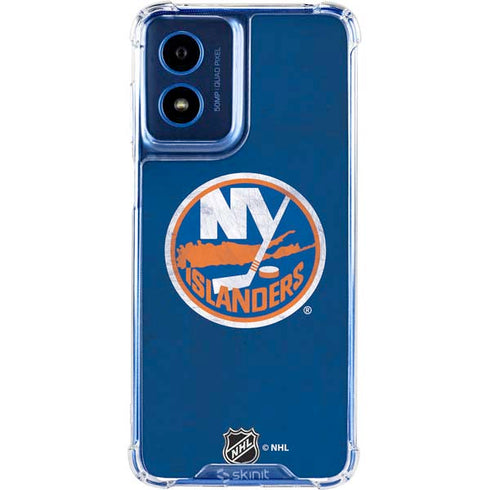 NHL New York Islanders Distressed Moto G 5G (2024) Clear Case