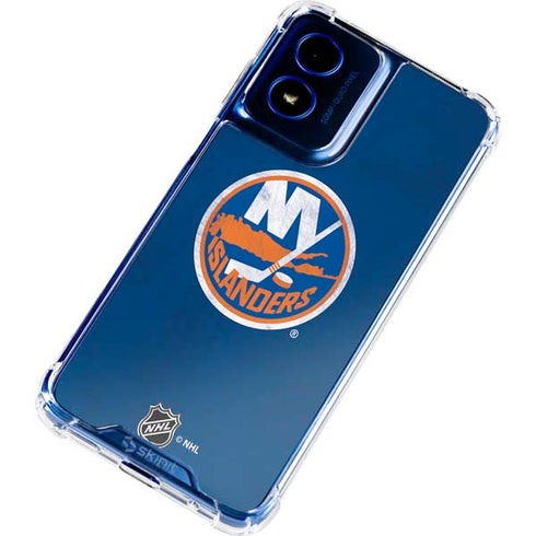 NHL New York Islanders Distressed Moto G 5G (2024) Clear Case