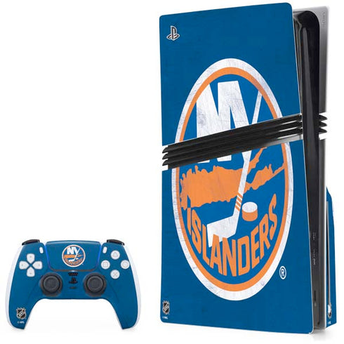 NHL New York Islanders Distressed PS5 Pro Disk Bundle Skin