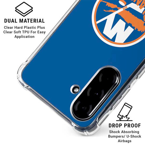 NHL New York Islanders Solid Background Galaxy A36 5G Clear Case