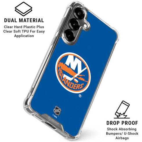 NHL New York Islanders Solid Background Galaxy S26 Clear Case