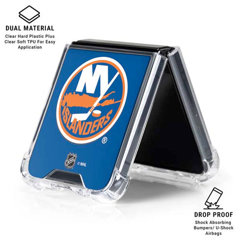 NHL New York Islanders Solid Background Galaxy Z Flip6 Clear Case