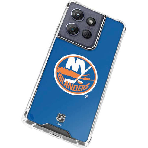 NHL New York Islanders Solid Background Moto G Play 5G (2025) Clear Case