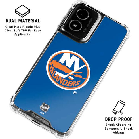 NHL New York Islanders Solid Background Moto G Power 5G (2024) Clear Case