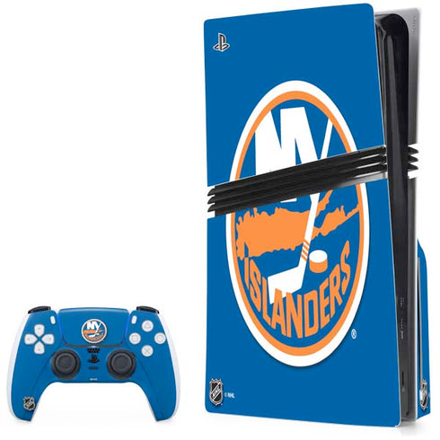 NHL New York Islanders Solid Background PS5 Pro Disk Bundle Skin