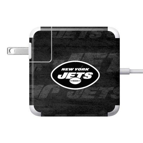 NFL New York Jets Black & White 85W Power Adapter (15 and 17 inch MacBook Pro Charger) Skin