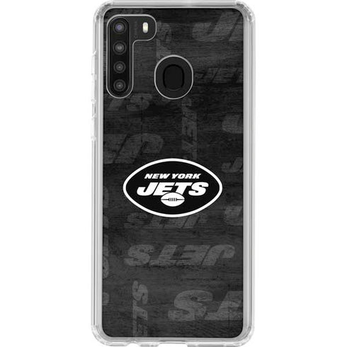 NFL New York Jets Black & White Galaxy A21 Clear Case