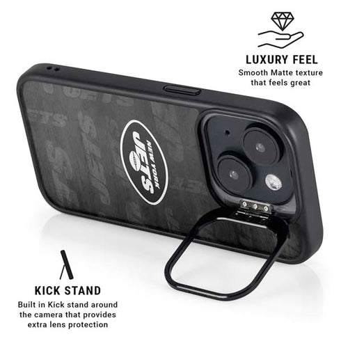 NFL New York Jets Black & White iPhone 14 Plus Kickstand Case