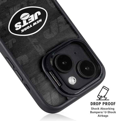 NFL New York Jets Black & White iPhone 15 Kickstand Case