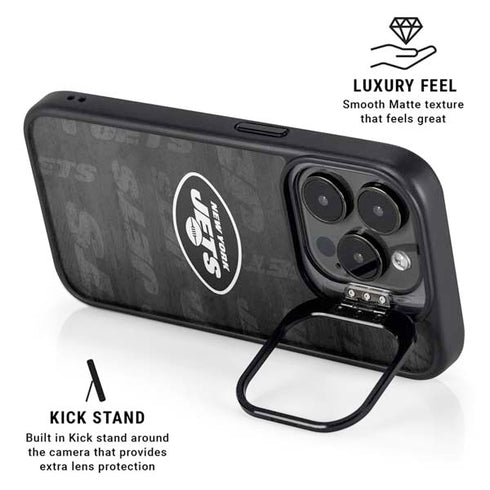 NFL New York Jets Black & White iPhone 16 Pro Max Kickstand Case