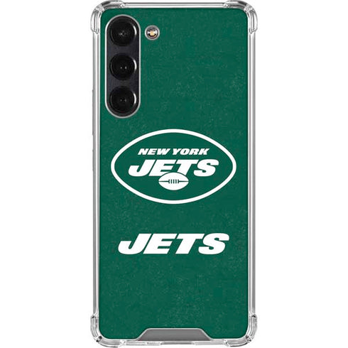 NFL New York Jets Distressed Galaxy S24 FE Clear Case