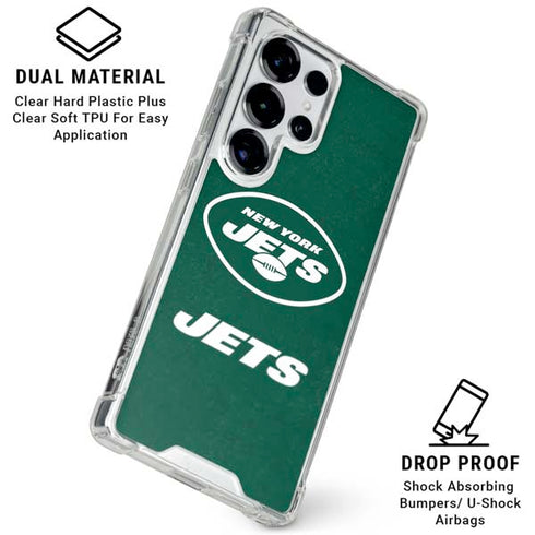 NFL New York Jets Distressed Galaxy S26 Ultra Clear Case