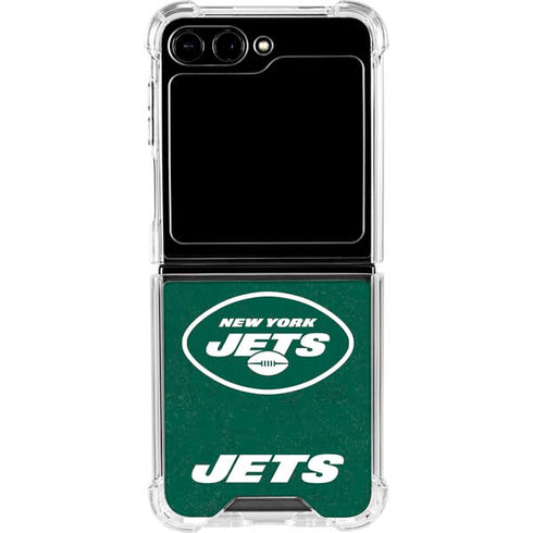 NFL New York Jets Distressed Galaxy Z Flip6 Clear Case