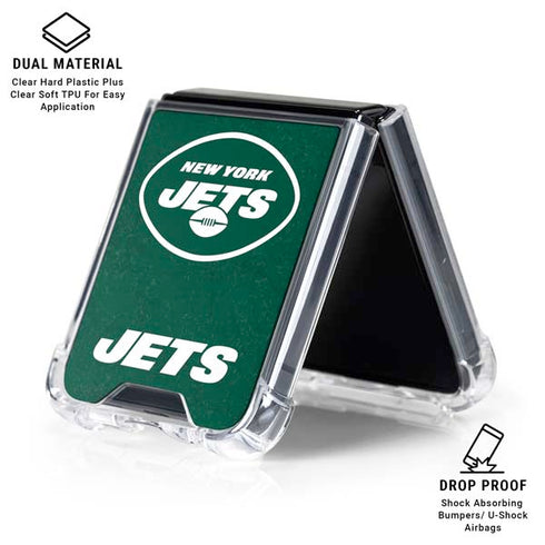 NFL New York Jets Distressed Galaxy Z Flip6 Clear Case