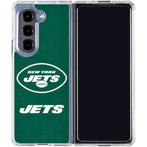 NFL New York Jets Distressed Galaxy Z Fold5 5G Clear Case