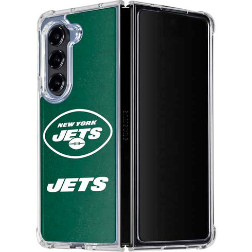 NFL New York Jets Distressed Galaxy Z Fold5 5G Clear Case