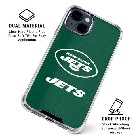 NFL New York Jets Distressed iPhone 15 Clear Case