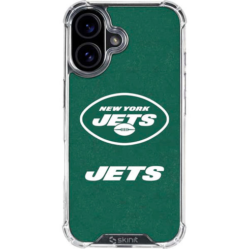 NFL New York Jets Distressed iPhone 16 Plus Clear Case