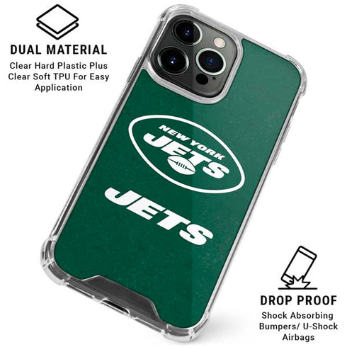 NFL New York Jets Distressed iPhone 16 Pro Max Clear Case