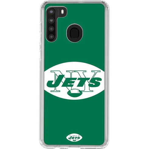 NFL New York Jets Retro Logo Galaxy A21 Clear Case