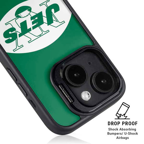 NFL New York Jets Retro Logo iPhone 15 Plus Kickstand Case