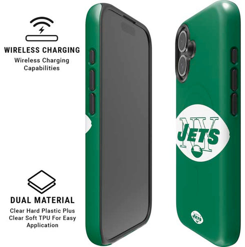 NFL New York Jets Retro Logo iPhone 16 Plus Magsafe Impact Case