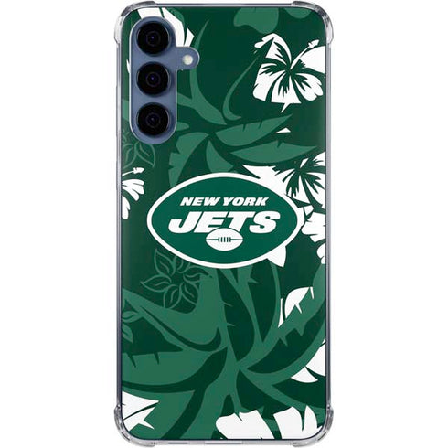 NFL New York Jets Tropical Print Galaxy A55 5G Clear Case