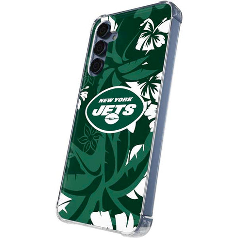 NFL New York Jets Tropical Print Galaxy A55 5G Clear Case