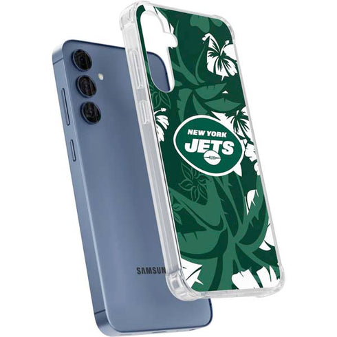 NFL New York Jets Tropical Print Galaxy A55 5G Clear Case