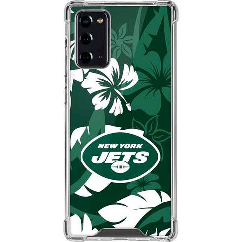 NFL New York Jets Tropical Print Galaxy Note20 5G Clear Case