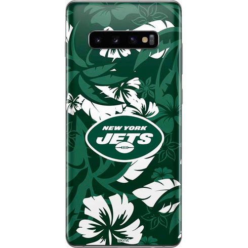 NFL New York Jets Tropical Print Galaxy S10 Plus Skin