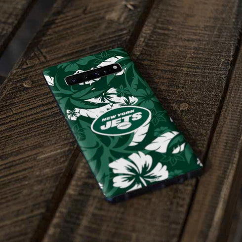 NFL New York Jets Tropical Print Galaxy S10 Plus Skin