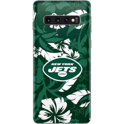 NFL New York Jets Tropical Print Galaxy S10 Skin