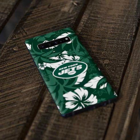 NFL New York Jets Tropical Print Galaxy S10 Skin