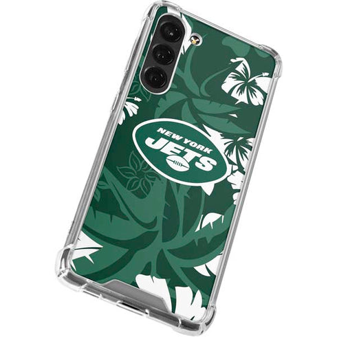 NFL New York Jets Tropical Print Galaxy S24 FE Clear Case