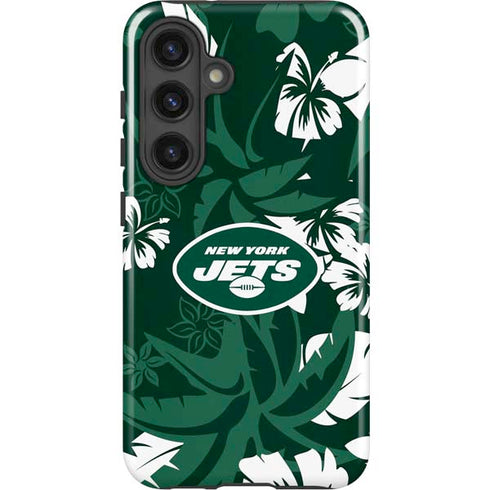 NFL New York Jets Tropical Print Galaxy S25 Plus Impact Case