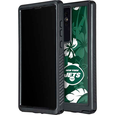 NFL New York Jets Tropical Print Galaxy S24 Ultra Waterproof Case