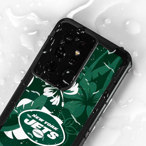 NFL New York Jets Tropical Print Galaxy S24 Ultra Waterproof Case