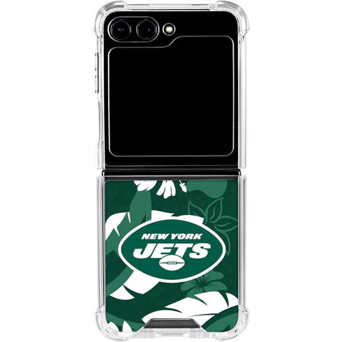 NFL New York Jets Tropical Print Galaxy Z Flip6 Clear Case