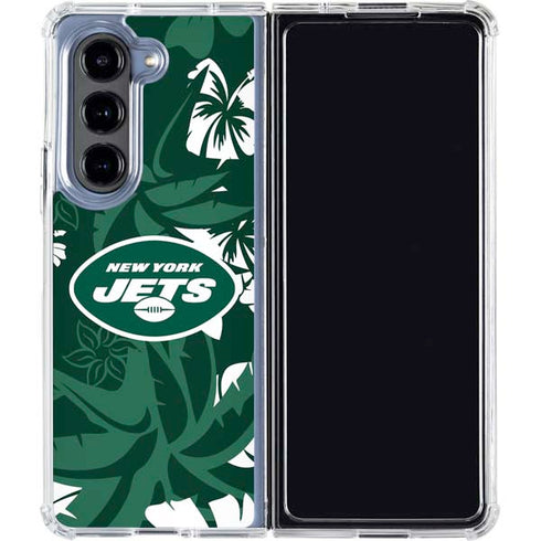 NFL New York Jets Tropical Print Galaxy Z Fold5 5G Clear Case