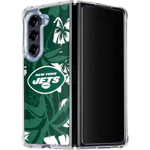 NFL New York Jets Tropical Print Galaxy Z Fold5 5G Clear Case