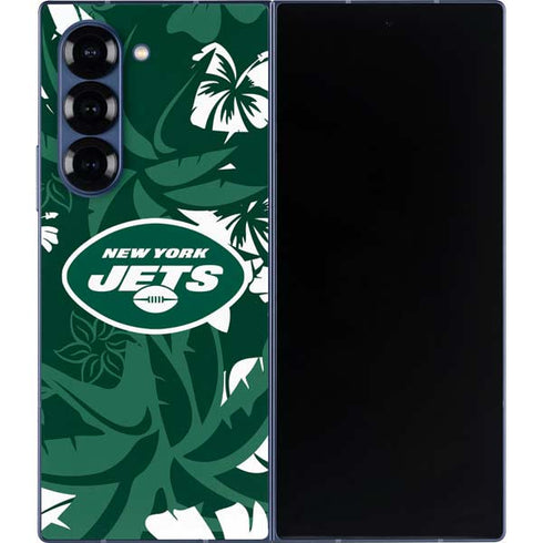 NFL New York Jets Tropical Print Galaxy Z Fold6 Skin