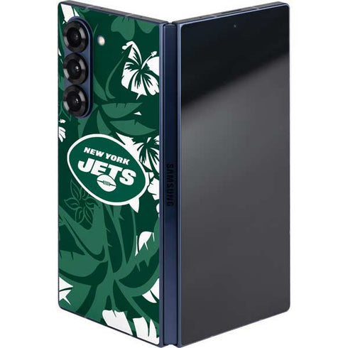NFL New York Jets Tropical Print Galaxy Z Fold6 Skin