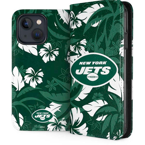NFL New York Jets Tropical Print iPhone 14 Plus Folio Case
