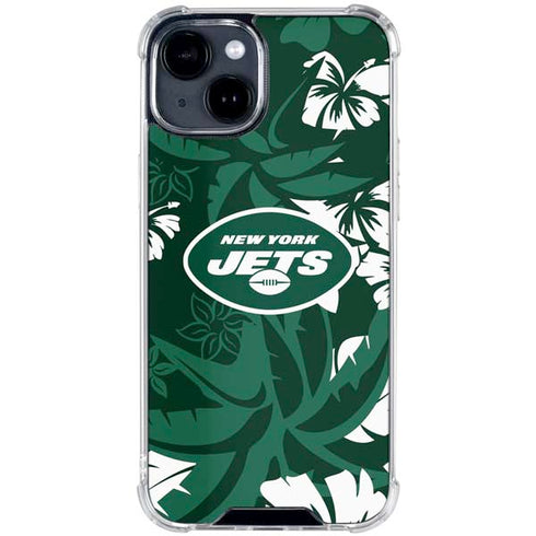 NFL New York Jets Tropical Print iPhone 15 Clear Case